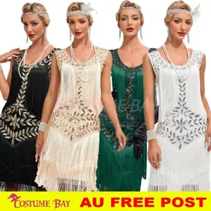 1920s Fringe Flapper Dress Vintage Classic Cocktail Formal Party Dress Roaring - Picture 1 of 27