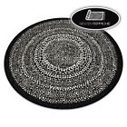 MODERNE SISAL Teppich "FLAT" Kreis schwarz einfach zu reinigen beste Qualität