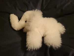 White & Brown Handmade In Peru Soft Baby Alpaca Fur Friendly Elephant Fast Ship - Picture 1 of 9