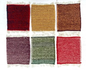 Zapotec Rug Mug Coaster 5"x6" Hand Woven Set of 6 Wool Blended Color Mini Mats - Picture 1 of 8