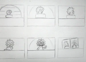 1990 SIMPSONS MAGGIE FOX Walt Disney ORIGINAL PRODUCTION cel STORYBOARD DRAWING - Picture 1 of 2