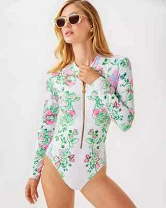 LILLY PULITZER Randee Rashguard Swimsuit Multi Orchids On The Avenue E NWT 8 - Picture 1 of 6