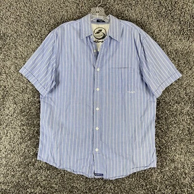 Kirra Hombre L Azul Blanco Rayas Abotonadas Manga Corta Foto 1 de 4