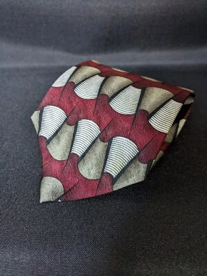 Мужской шелковый галстук - винно-красный, экрю и земляной тон с текстурой (шелковица шеи) - Изображение 1 из 4
