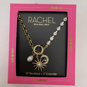 Rachel Rachel Roy Tono Dorado Cristal Luna, Collar Colgante 18" + 3" Extensor - Imagen 1 de 14