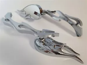 Chrome New Billet Custom Running Mirrors fit Harley Dyna Wide Glide Flame Style - Picture 1 of 6
