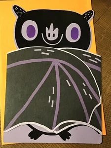 Hallmark Happy Halloween Grandson Card Textured Bat Fold Out Wings - Picture 1 of 3