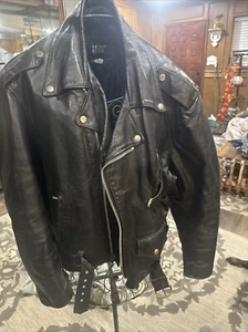Leather Rider Leder Gr. 48 Kreuz Reißverschluss Made in USA Vintage, Biker Style - Bild 1 von 12