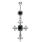 Crystal Cross Drop Surgical Steel Belly Bars Navel Button Bar Body Piercing Gift