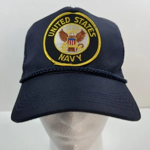 United States Navy Hat Adjustable Otto Symbol Blue Yellow Mesh Baseball Cap Rope - Picture 1 of 9