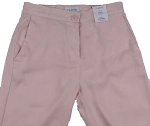 M&S Womens Marks and Spencer Classic Pink Linen Straight Trousers Size 20 10 - Picture 1 of 10