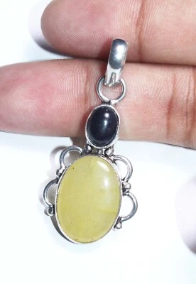 Colgante de piedras preciosas de ónix negro de calcita hecho a mano joyería colgante tamaño 1,5 pulgadas Foto 1 de 4