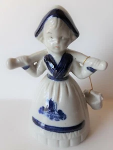 Vintage Holland Dutch Girl Figurine White Delft Yoke with Water Pail - Picture 1 of 6