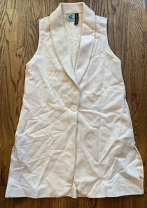 Gum Tree Farm 100% Wool Long Vest Womens Small Organic Virginia USA Made Cream - Picture 1 of 7