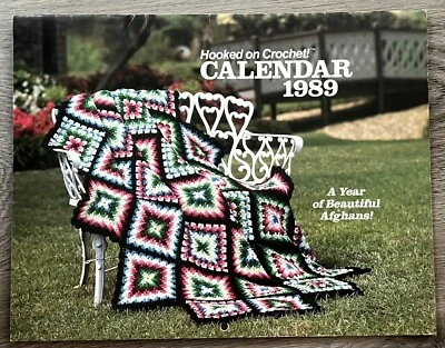 UNUSED HOOKED ON CROCHET! 1989 CALENDAR 12 AFGHAN DESIGNS CROCHET PATTERN - Image 1 of 2