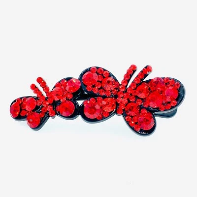 USA Butterfly Hair Clip Clamp Alligator Pelican Beak use Swarovski Crystal RED - Изображение 1 из 4