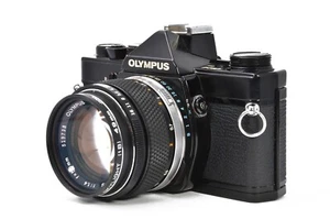 OLYMPUS OM-1 SLR Black Film Camera + F.Zuiko Auto-S 50mm f/1.4 [ Near MINT ] - Picture 1 of 17