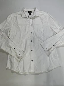 Mens H&M White Slim Fit Button Down Shirt Size L Large EUC - Picture 1 of 4