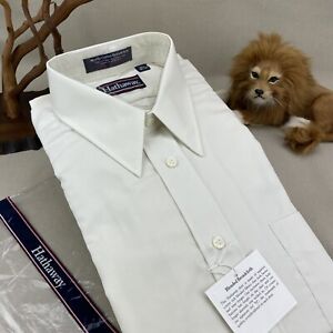 HATHAWAY Vintage 1992 White Button Down Shirt Blended Broadcloth 15.5 32-33