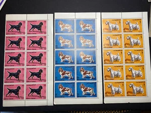 UAE Umm Al Qiwain Airmail 3 Blocks of 10 MNH Dogs Stetter, Cockerspaniel Terrier - Picture 1 of 5