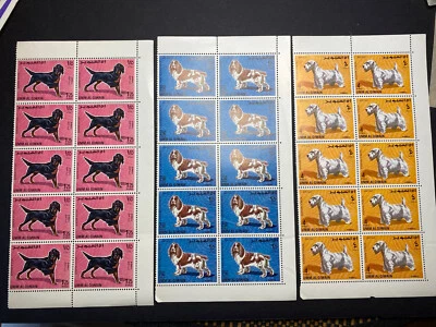 UAE Umm Al Qiwain Airmail 3 Blocks of 10 MNH Dogs Stetter, Cockerspaniel Terrier - Image 1 of 4