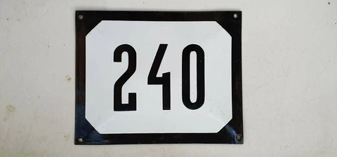 Large Genuine vintage enamel porcelain house number 240 street House sign #240 Cover