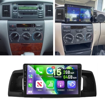 Rádio estéreo carro 2+64G para Toyota Corolla 2003-2008 Carplay Android 15 GPS WIFI - Imagem 1 de 4