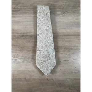 Trafalgar White Embroidered Men's Silk Tie Made in Italy- EUC - Picture 1 of 6