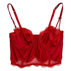 Neu mit Etikett Victoria's Secret ungefütterter langer Balconette-BH rot Korsett 32DD Dessous - Bild 1 von 6