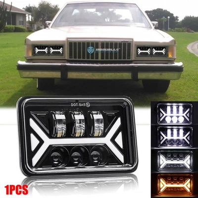Faro LED DRL de 4x6 pulgadas señal de giro alta/baja para Mercury Cougar Marquis 1977-86 Foto 1 de 4