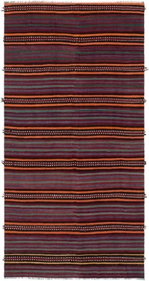 Alfombra oriental tradicional vintage tejida a mano alfombra de lana Kilim de 4'5" x 9'0" Foto 1 de 4