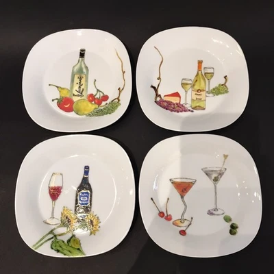 Crate & Barrel Side Plates 6" Hand Painter Signed by J Wandler Set of 4 - Image 1 of 4