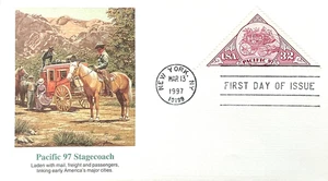 PACIFIC 97 STAGECOACH WILD WEST   TRIANGLSTAMP  FLEETWOOD CACHET FDC 1997 UNADDR - Picture 1 of 2