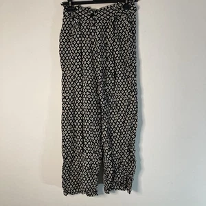 Deeluxe Damen Hose schwarz weiß weites Bein Größe 36 Viskose Gürtel Boho - Bild 1 von 11