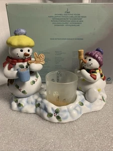 Partylite Snowbell Kids Votive Candle Holder Snowmen Having Smores & Cocoa - Picture 1 of 17