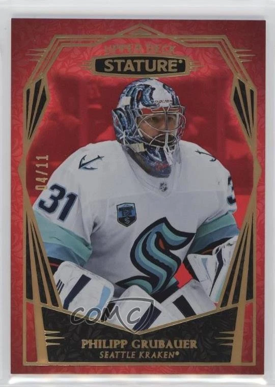 2022-23 Upper Deck Stature Design & Photo Variant Red /11 Philipp Grubauer #85 - Image 1 of 2
