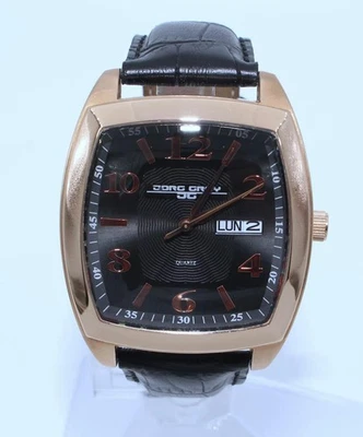 Jorg Gris Día Fecha 40mm Cuarzo Chapado en Oro Rosa Hombres JG1320-12 Vendo Como Está Foto 1 de 4