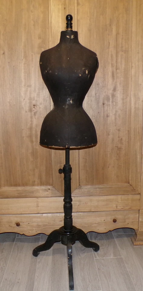 ancien buste  mannequin taille de guêpe Napoléon 3 sur pied réglable - Photo 1/4