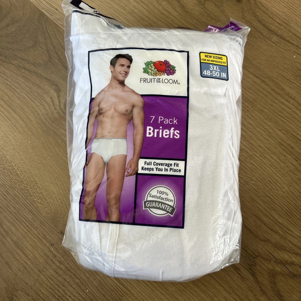 7 Fruit of The Loom Men's White Cotton Briefs - Size XXL 2xl XXXL 3xl