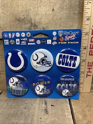 Indianapolis Colts - Lot Of 6 Vintage Buttons Pin Pins Wincraft Fun Pack  HBD1 - Image 1 of 3