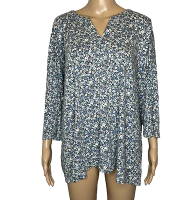 Blusa campesina boho para mujer 2X J.Jill estampado floral mezcla de algodón Foto 1 de 4
