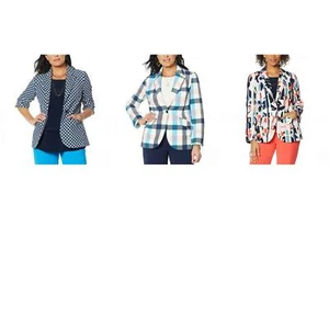 DG2 by Diane Gilman Women's Stretch Crepe Printed Blazer L S XL - Picture 1 of 21