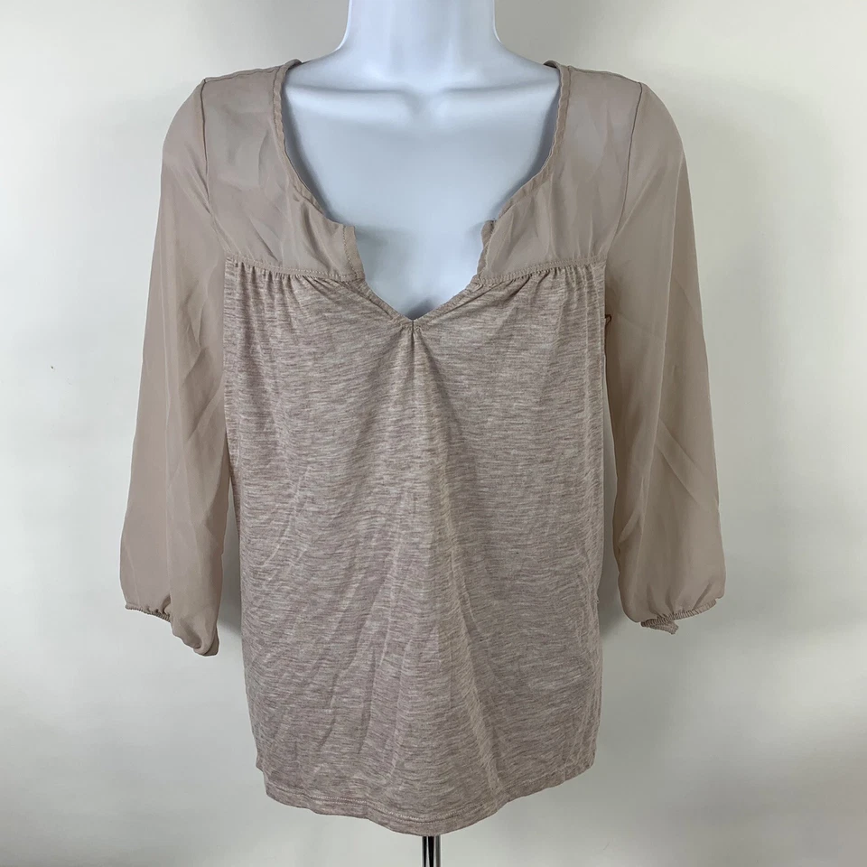 Camisa para mujer American Eagle talla XS manga 3/4 cuello en V rosa campesino informal Foto 1 de 4