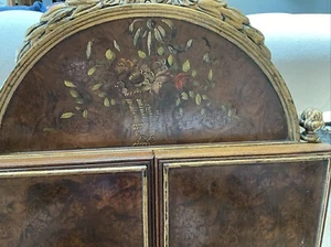 Antique Lammerts Shaving Mirror Vanity Polychrome / Tole Painted Wooden 32x18” - Picture 1 of 10