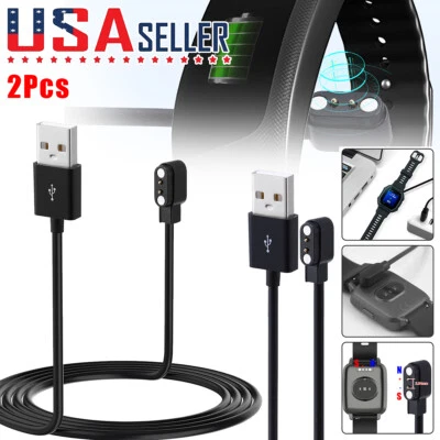 2 Pcs 2-Pin Universal USB Data Charging Cable Magnetic SmartWatch Charger 2.84mm - Image 1 of 4