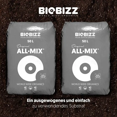 BioBizz All-Mix vorgedüngte Planzenerde Pflanzsubstrat Grow Erde + Perlite 2x50L