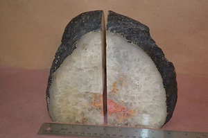 Natural Agate Geode Bookends, Crystal, Decor, 9 lbs 6 OZ Rock, Stone - Picture 1 of 11