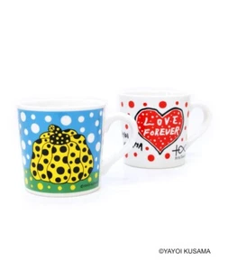 Towada Art Museum Yayoi Kusama mug cup set of 2 types Polka dot pumpkin Heart - Picture 1 of 11