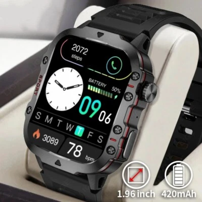 LIGE Smartwatch Herren Militär Fitnessuhr Pulsuhr Musikplayer Armbanduhr Wasserdicht