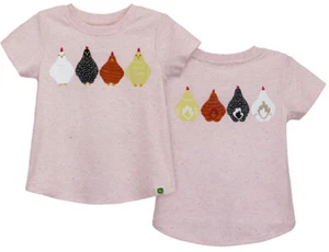 NEW John Deere Girls Pink Glitter Chicken T-Shirt Size 7 8 10 12 - Picture 1 of 1